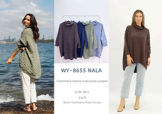 WY-8655/O  Nala cashmere blend bubble jumper