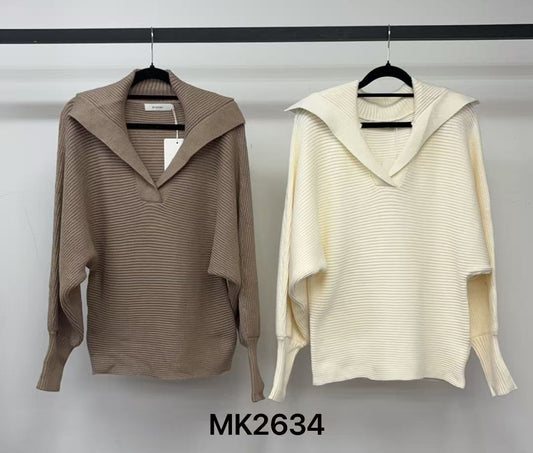 MK2634 - RIBBED COLLAR KNIT