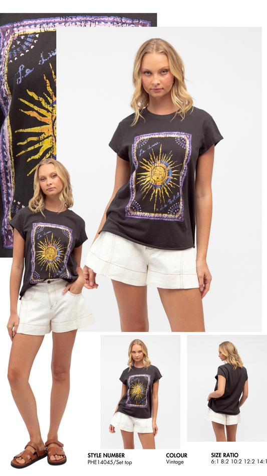 PHE14045/O SOLEIL VINTAGE GREY TEE