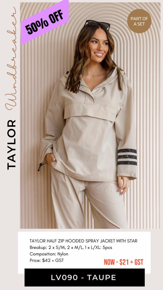 LV090-/O TAYLOR TAUPE HALF ZIP SPRAY JACKET