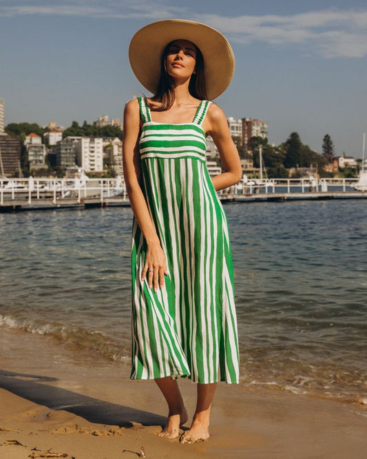 LOLE22502/  O Lush Tropics Stripe Maxi