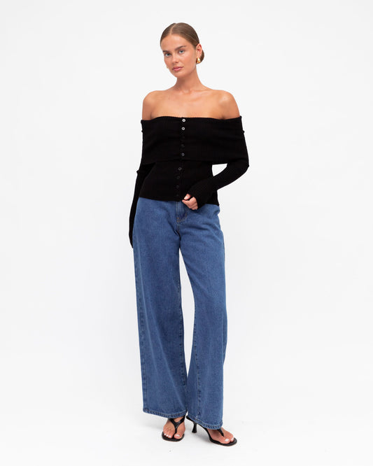 TF10428/O OFF SHOULDER KNIT TOP