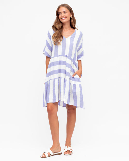 LOL70238/O STRIPE SMOCK DRESS