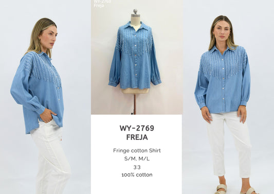 WY-2769 - Freja fringe cotton shirt