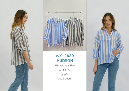WY-2829/O Hudson Stripe Linen Shirt