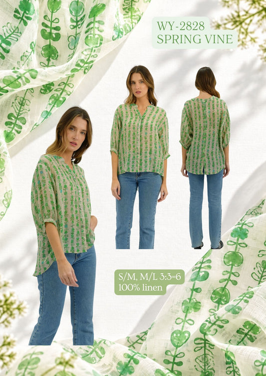 WY-2828/O Spring Vine LINEN Shirt