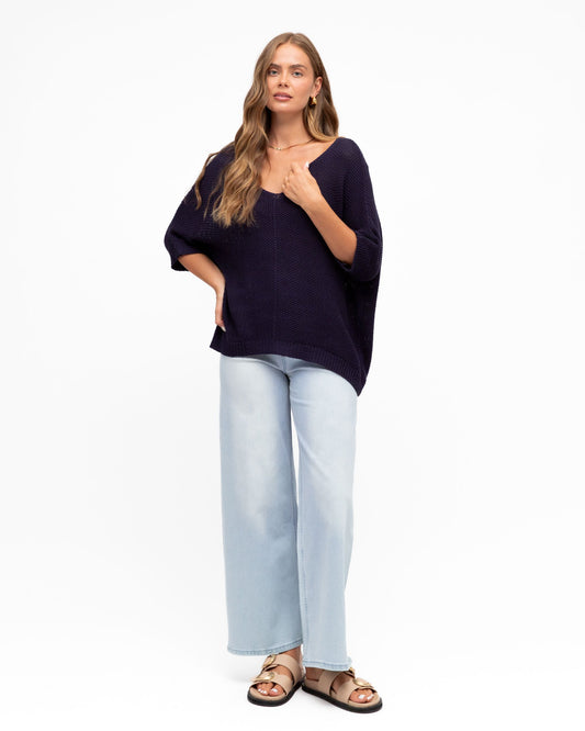 LOL10991/H  V NECK KNIT SHORT SLEEVE
