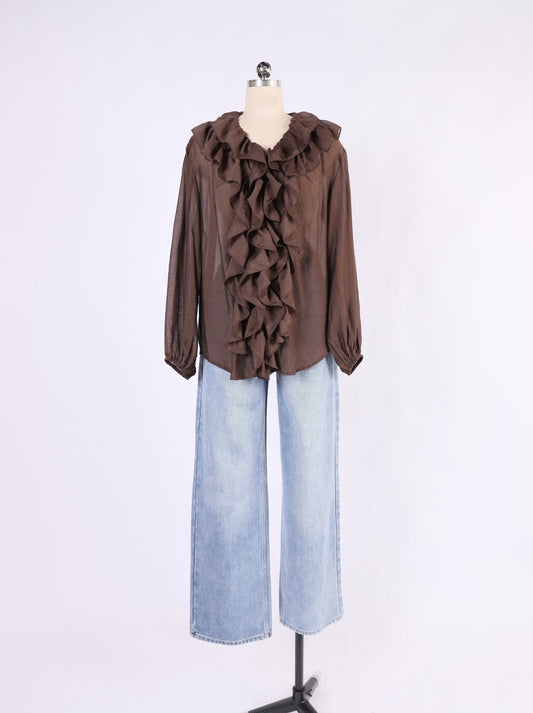 VH23185/O CHOCOLATE FRILL SHIRT