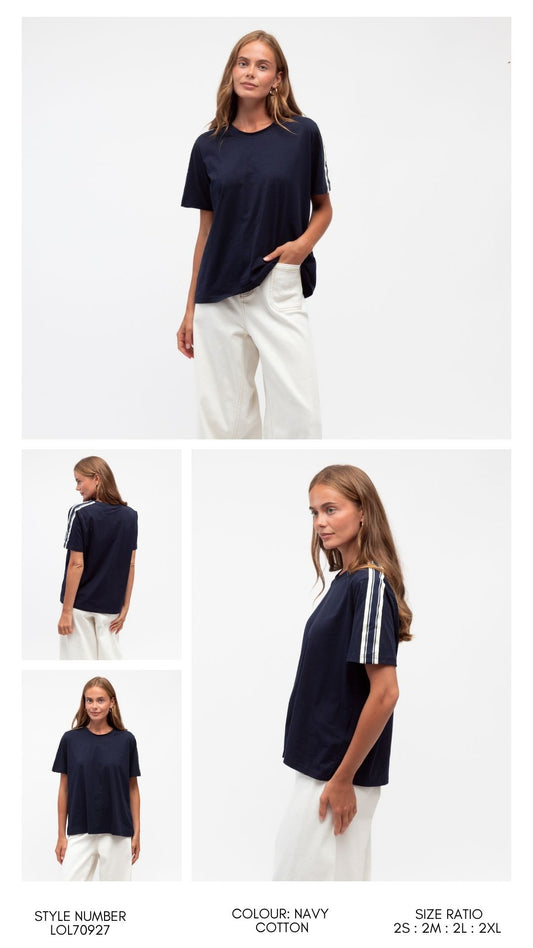 LOL70927/O SLEEVE DETAIL TEE