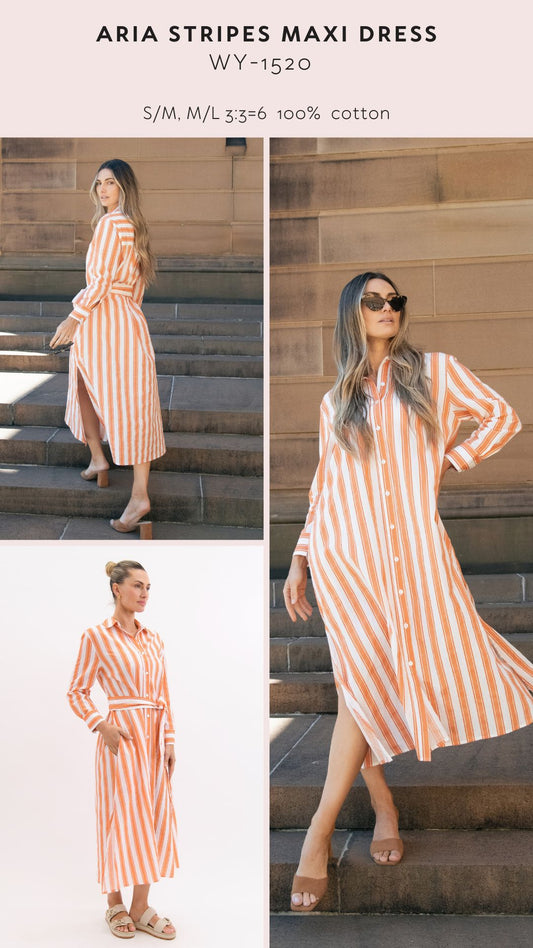 WY-1520 aria stripes maxi dress