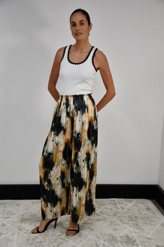 LX2502J Plated Wide Leg Pants