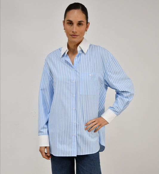 LX2507J -Classic Oversized Stripes Shirt  