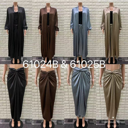 61024B & 61025B/O LONG CARDI & TWIST MAXI SKIRT SET