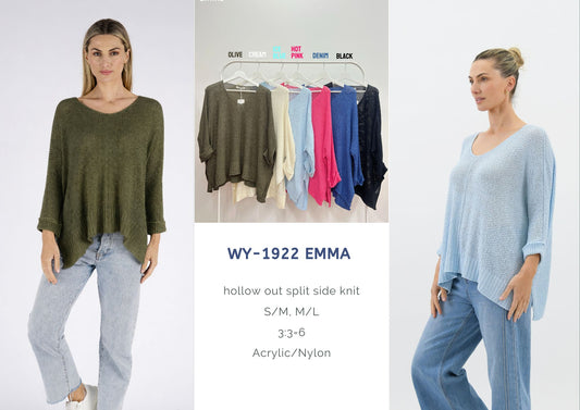 WY-1922/O EMMA HOLLOW OUT SPLIT KNIT