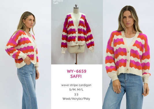 WY-6659 - Saffi wave stripe cardigan