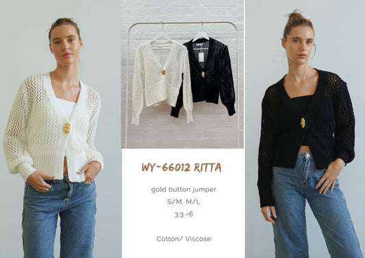 WY-66012 Ritta gold button jumper/O