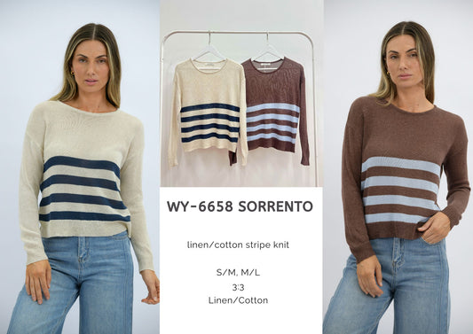 WY-6658/O -	 Sorrento linen/cotton stripe knit