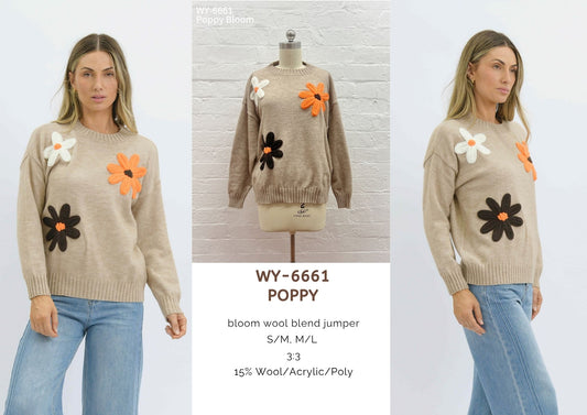 WY-6661/O Poppy bloom wool blend jumper