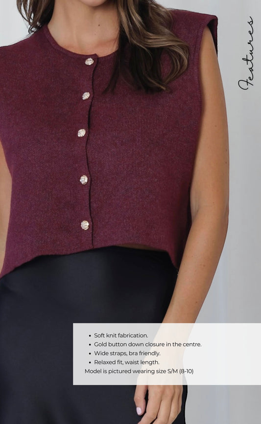 MW267 - AUDREY BUTTON DOWN KNIT WINE