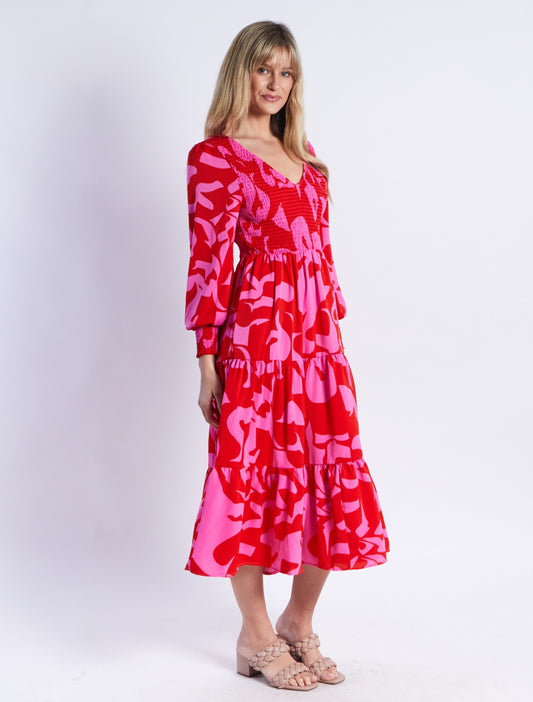 S24D02LE - PHOENIX DRESS RED FLORAL