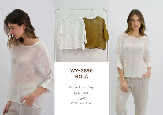 WY-2830/O Nola Italian Linen Top
