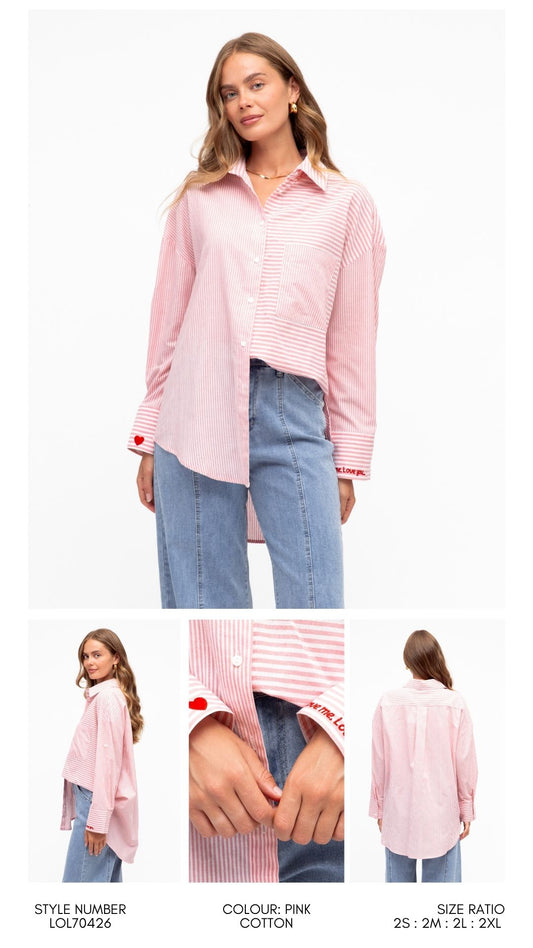 LOL70426/H STRIPE SHIRT (3) green (3) blue (3) pink