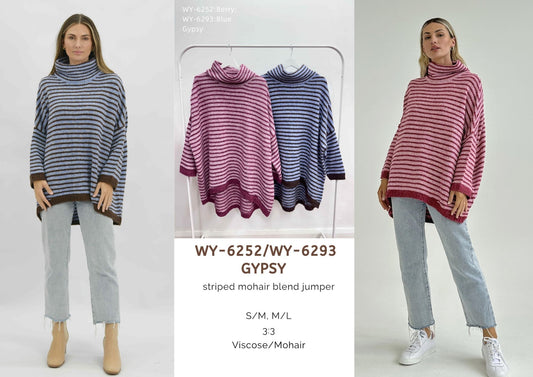 WY-6252/O Gypsy striped mohair blend jumper