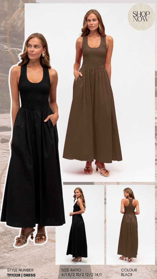 TF11328/h SHIRRED RACERBACK DRESS