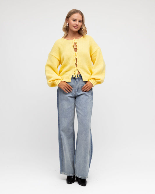 PH12276/O -TIE UP  KNIT CARDI