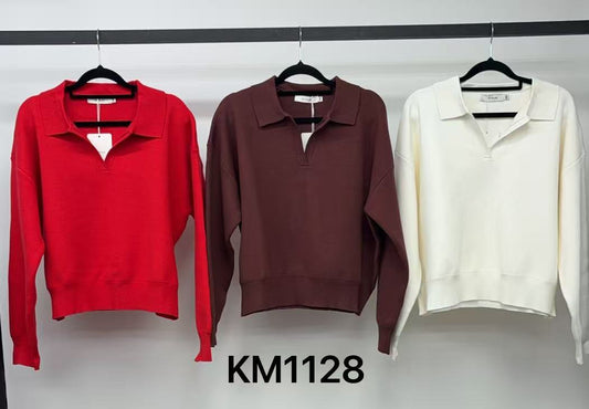 KM1128 - KNIT COLLAR JUMPER