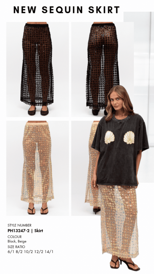 PH13247-2 SEQUIN FLECK SKIRT