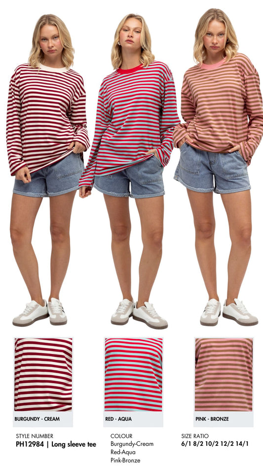 PH12984/O STRIPE CREW NECK L/SLEEVE