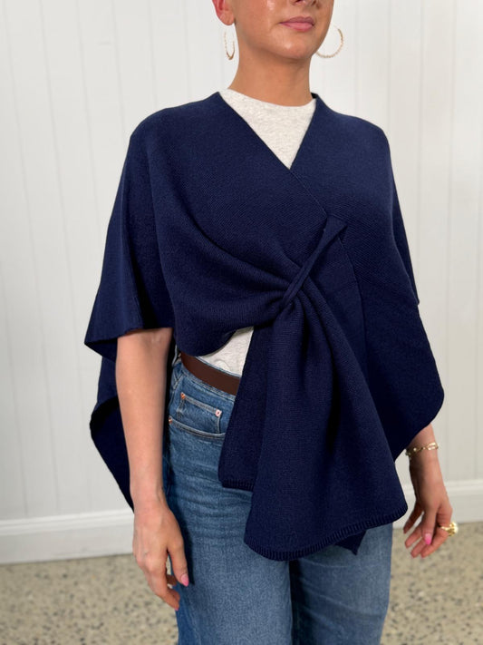 Knit Cape - Navy - 2530