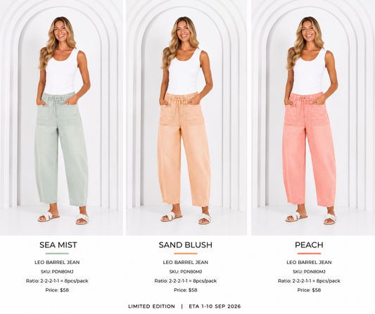 LEO BARREL JEANS - PDN80MJ - SEA MIST – SAND BLUSH – PEACH