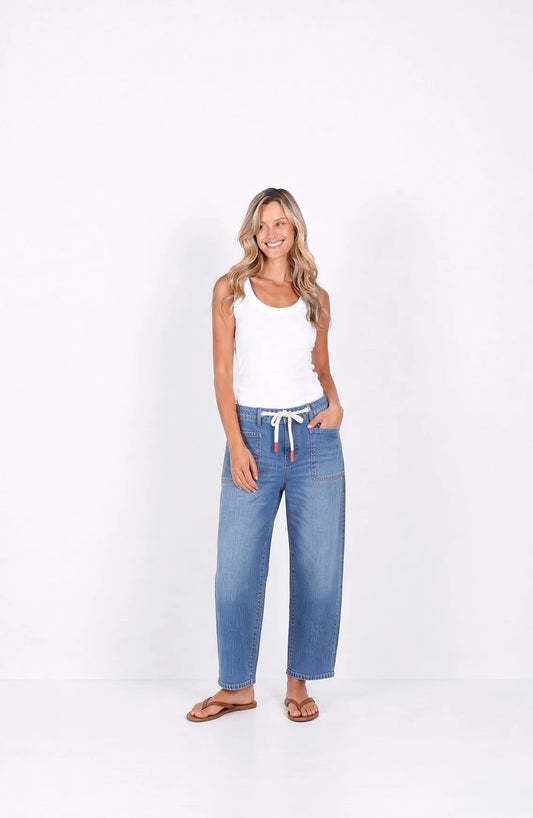 CARTER BARREL JEAN  PDN86MJ BLUE WASHED