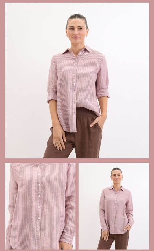 WY-2726/O Potion linen Stripe shirt