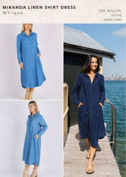 WY-1400/O Miranda Linen  long shirt dress