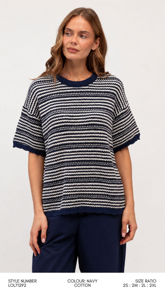 LOL71292/O KNIT STRIPE TOP