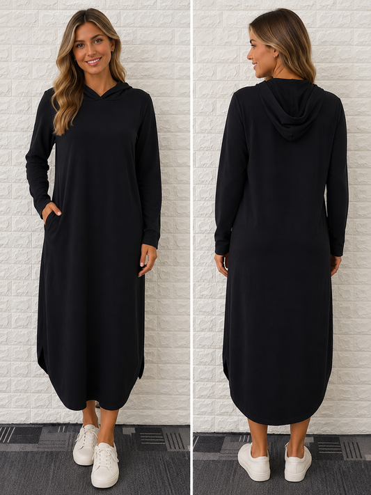 61088/O LONG SLEEVE HOODED DRESS