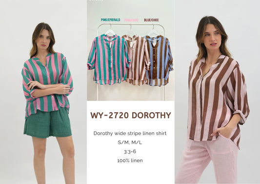 WY-2720 - Dorothy wide stripe linen shirt