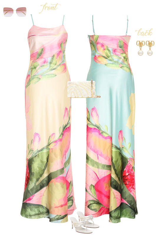 ALP1360/O SLIP SATIN MAXI DRESS - ATELIER DES FLEURS