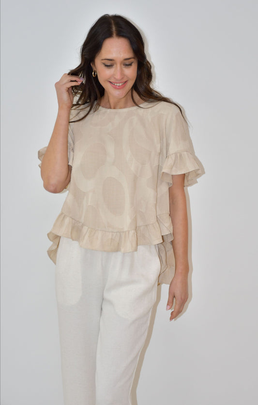LA0479-2J  Ruffle Hem Top
