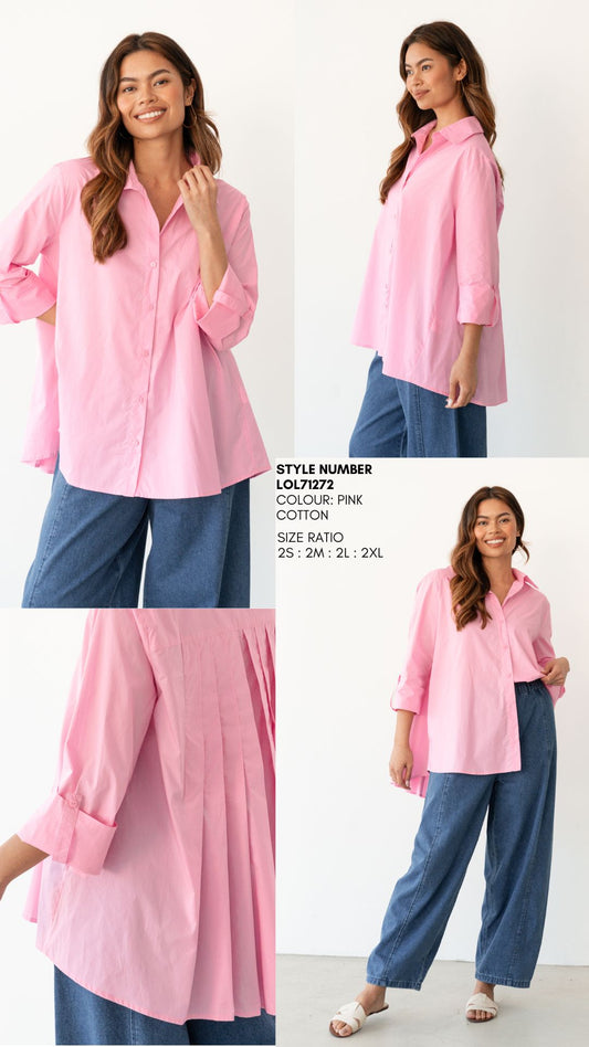 LOL71272/O - PLEATED BACK BOXY SHIRT