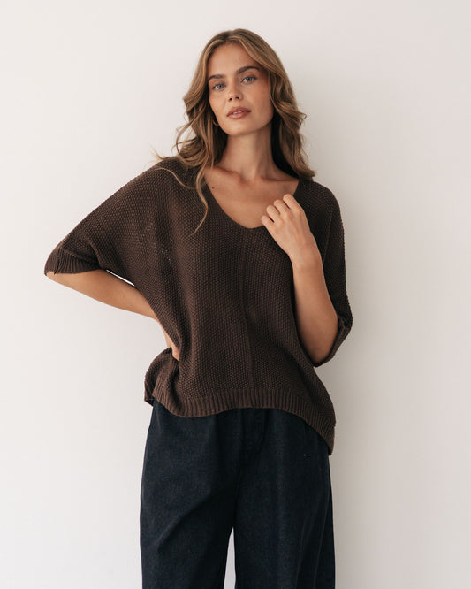 LOL10991/H  V NECK KNIT SHORT SLEEVE