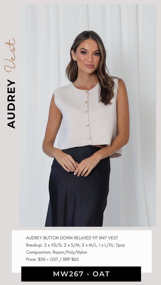 MW267 - AUDREY BUTTON DOWN KNIT BONE