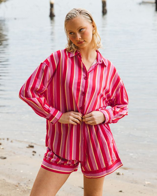 PHE12967-1/O RENATA STRIPE SHIRT SET