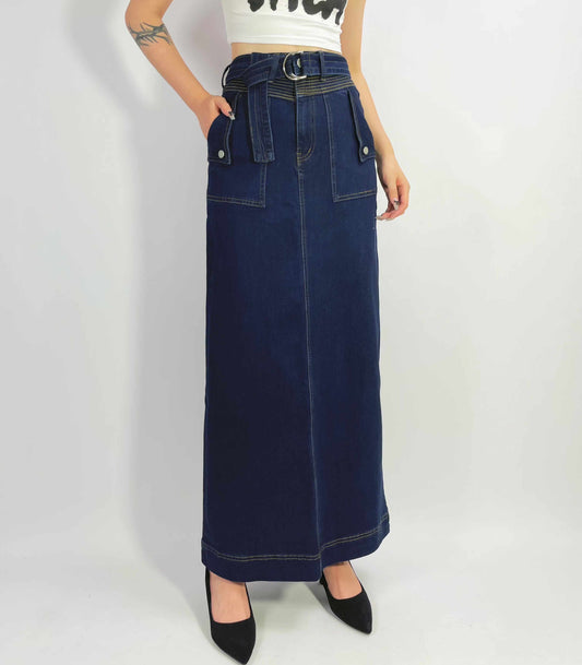 CGK1718 DENIM SKIRT INDIGO