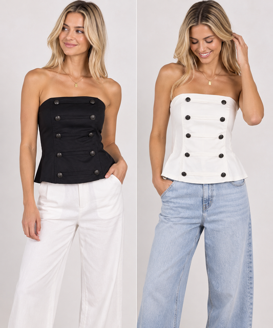 ZE372/O STRAPLESS BUTTON TOP