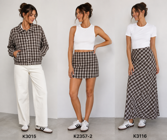K3116/O CHECK MAXI SKIRT