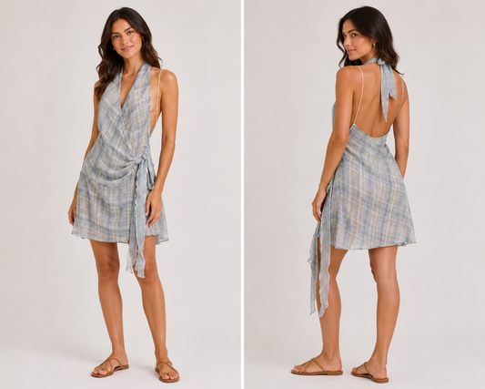 Z183/O CHECK DRESS AND LONG LINE TOP